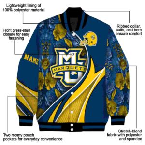 customized marquette golden eagles floral print blue jacket new arrival jacketwow