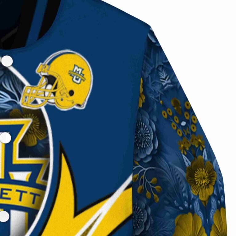 customized marquette golden eagles floral print blue jacket premium grade jacketwow