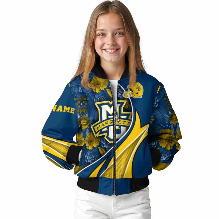 customized marquette golden eagles floral print blue jacket top rated jacketwow