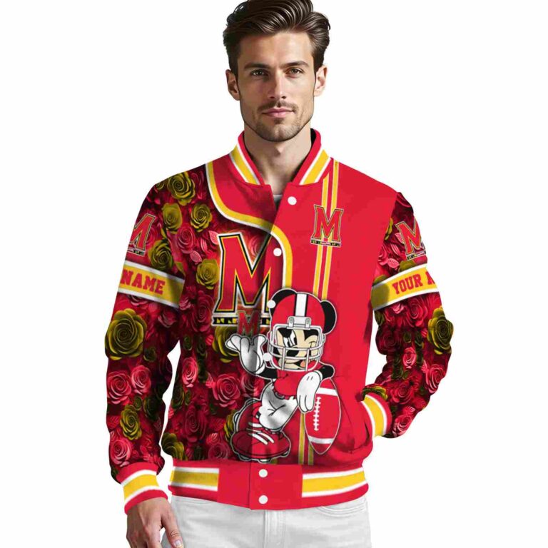 customized maryland terrapins rose mickey red jacket high quality jacketwow