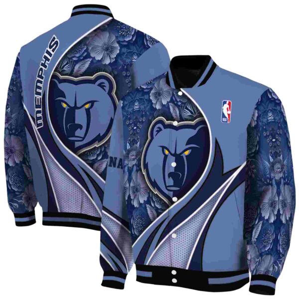 customized memphis grizzlies floral print blue jacket fashion forward jacketwow