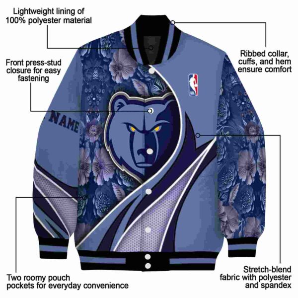 customized memphis grizzlies floral print blue jacket new arrival jacketwow