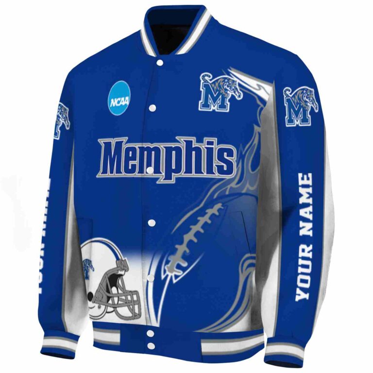 customized memphis tigers flaming football blue white jacket best selling jacketwow