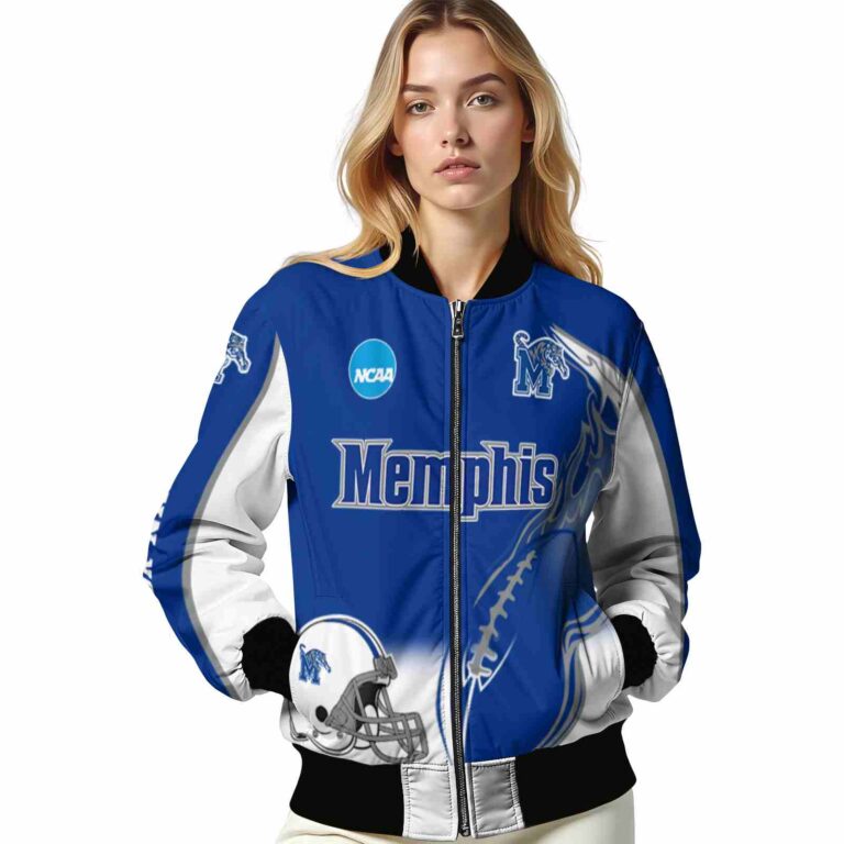 customized memphis tigers flaming football blue white jacket latest model jacketwow