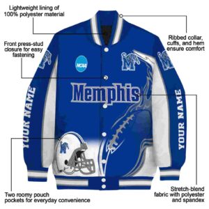 customized memphis tigers flaming football blue white jacket new arrival jacketwow