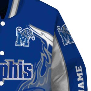 customized memphis tigers flaming football blue white jacket premium grade jacketwow