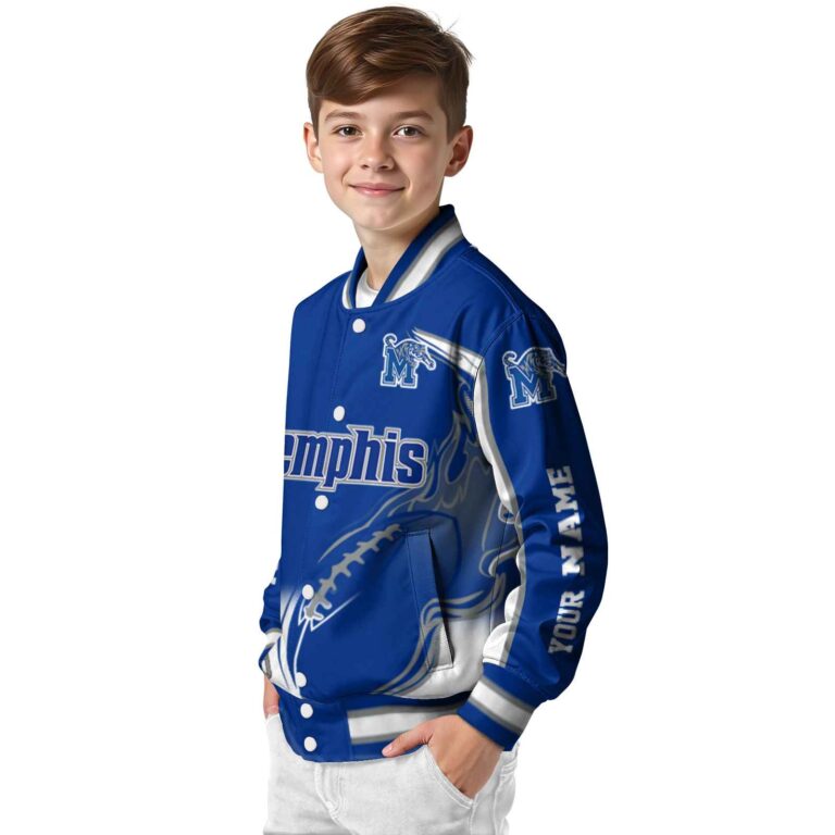 customized memphis tigers flaming football blue white jacket trendy jacketwow