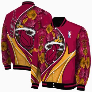 customized miami heat floral print red jacket fashion forward jacketwow
