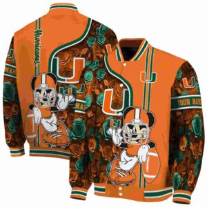 customized miami hurricanes rose mickey orange jacket fashion forward jacketwow