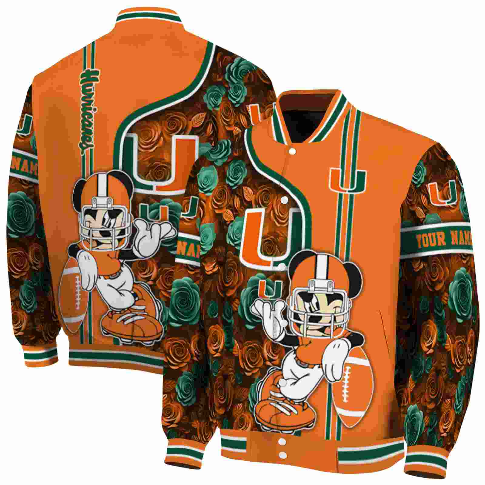 customized miami hurricanes rose mickey orange jacket fashion forward jacketwow customized miami hurricanes rose mickey orange jacket fashion forward jacketwow