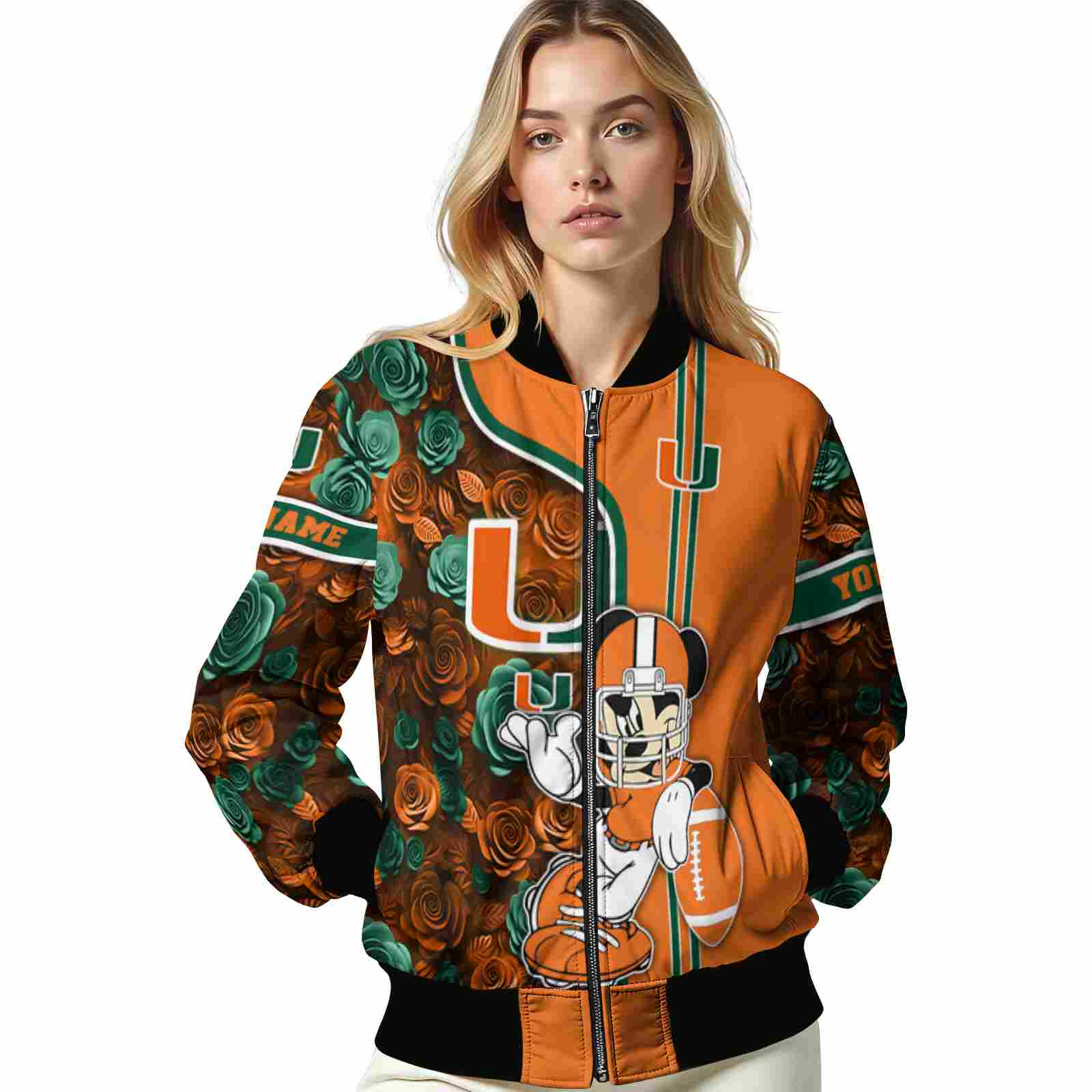customized miami hurricanes rose mickey orange jacket latest model jacketwow customized miami hurricanes rose mickey orange jacket latest model jacketwow