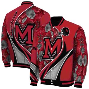 customized miami redhawks floral print red jacket fashion forward jacketwow