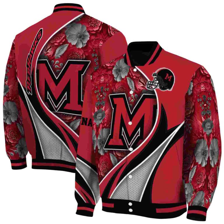customized miami redhawks floral print red jacket fashion forward jacketwow