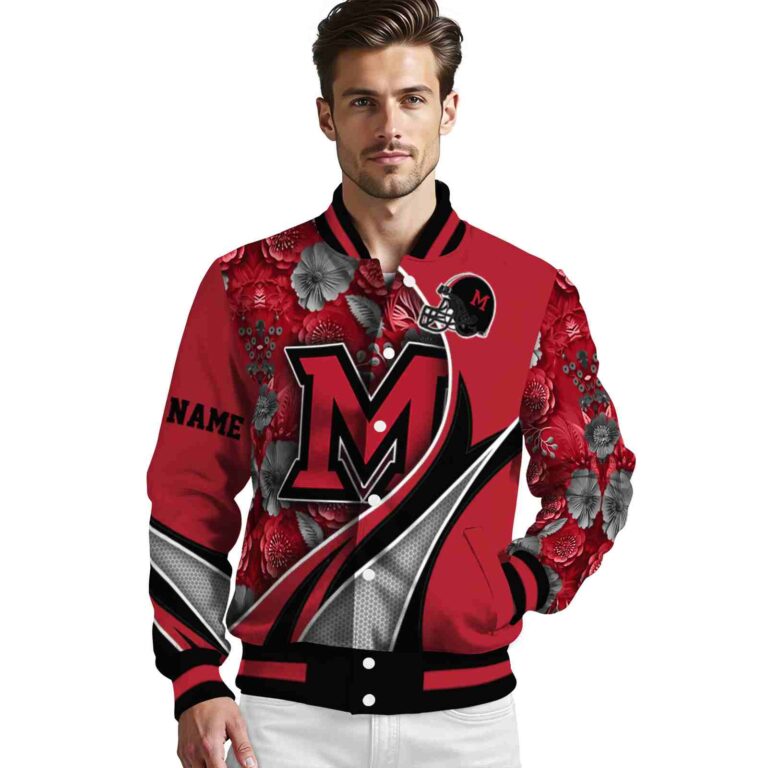 customized miami redhawks floral print red jacket high quality jacketwow