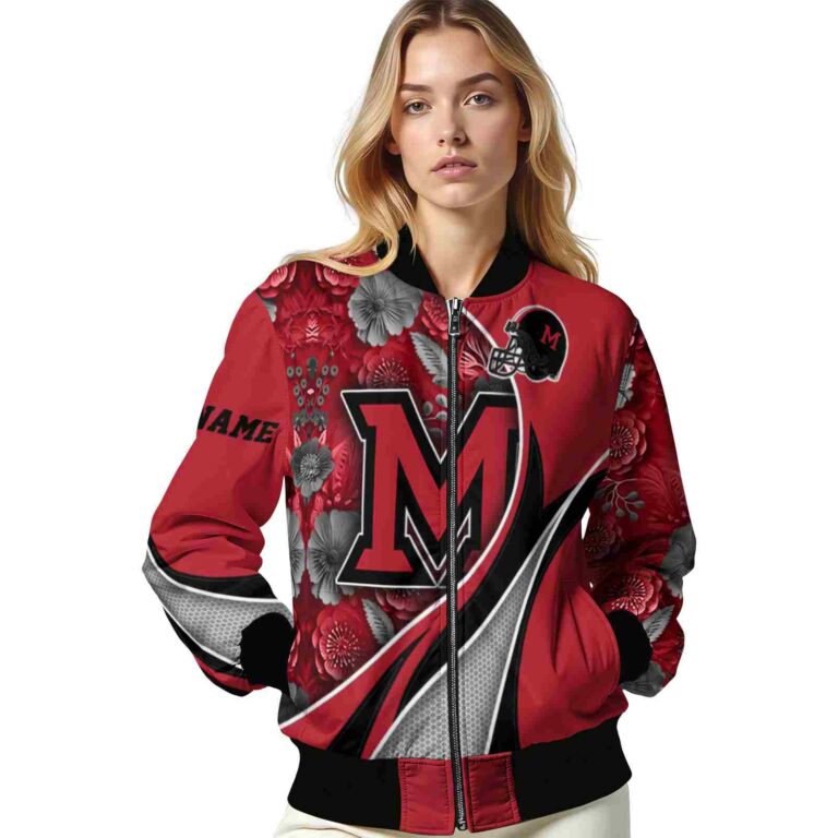customized miami redhawks floral print red jacket latest model jacketwow