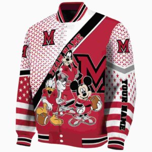 customized miami redhawks mickey donald goofy red white jacket best selling jacketwow