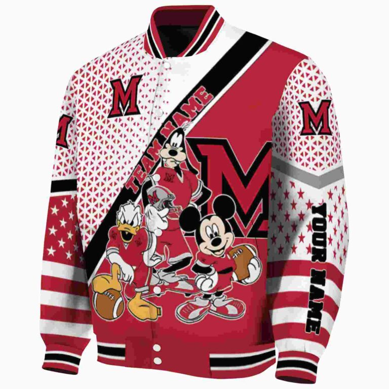 customized miami redhawks mickey donald goofy red white jacket best selling jacketwow