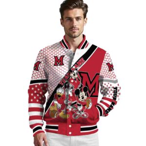 customized miami redhawks mickey donald goofy red white jacket high quality jacketwow