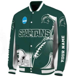 customized michigan state spartans flaming football green white jacket best selling jacketwow