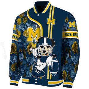customized michigan wolverines rose mickey blue jacket best selling jacketwow
