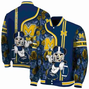 customized michigan wolverines rose mickey blue jacket fashion forward jacketwow