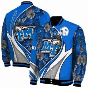 customized middle tennessee blue raiders floral print blue jacket fashion forward jacketwow