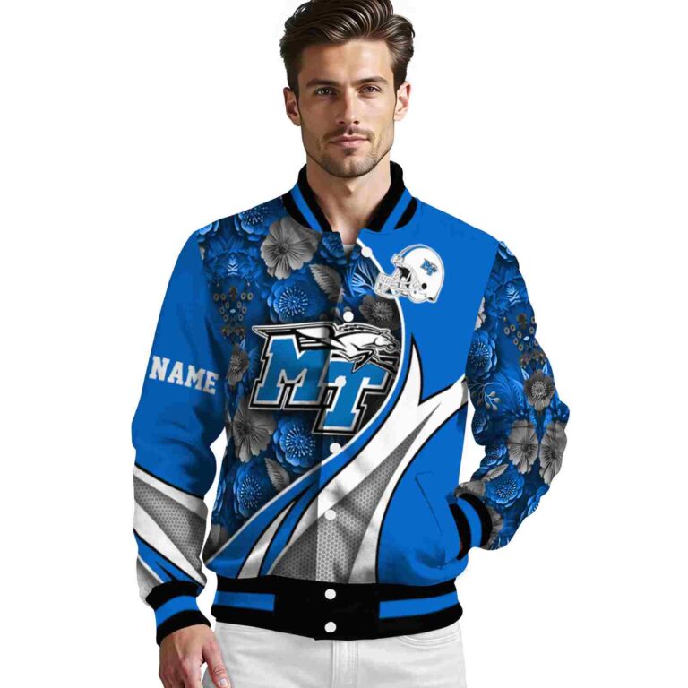 customized middle tennessee blue raiders floral print blue jacket high quality jacketwow