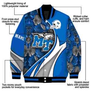 customized middle tennessee blue raiders floral print blue jacket new arrival jacketwow