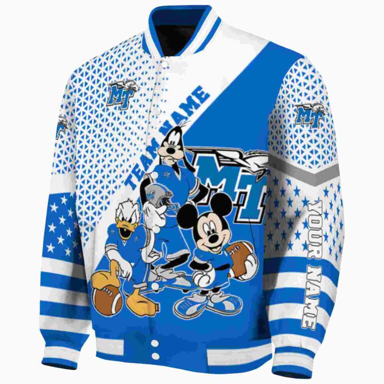 customized middle tennessee blue raiders mickey donald goofy blue white jacket best selling jacketwow
