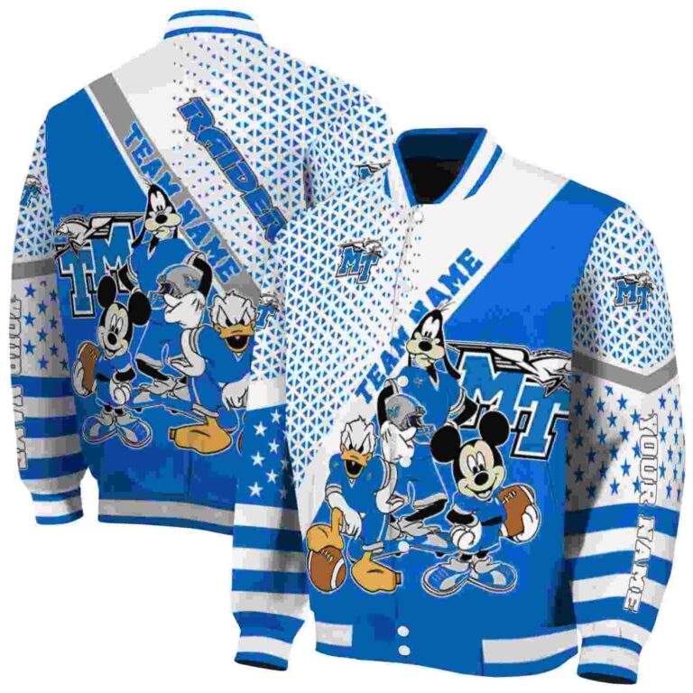 customized middle tennessee blue raiders mickey donald goofy blue white jacket fashion forward jacketwow