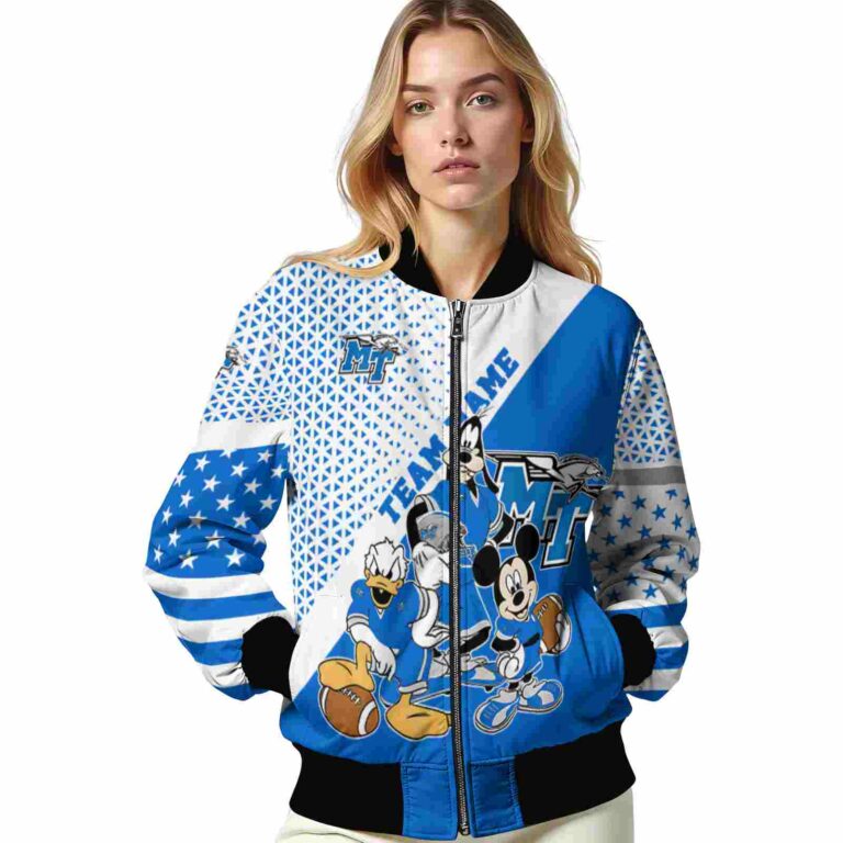 customized middle tennessee blue raiders mickey donald goofy blue white jacket latest model jacketwow