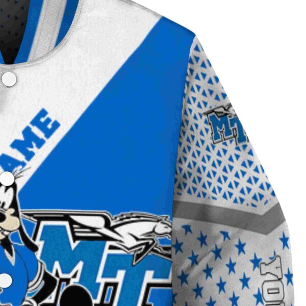 customized middle tennessee blue raiders mickey donald goofy blue white jacket premium grade jacketwow