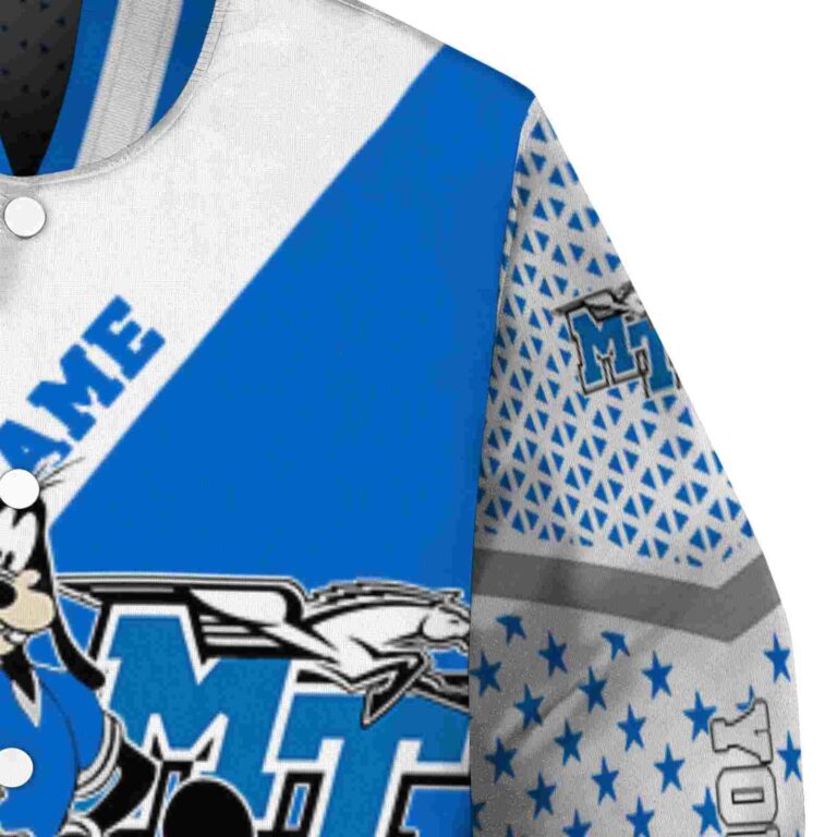 customized middle tennessee blue raiders mickey donald goofy blue white jacket premium grade jacketwow