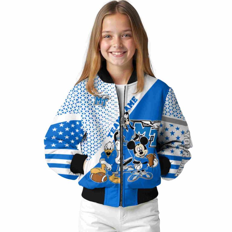 customized middle tennessee blue raiders mickey donald goofy blue white jacket top rated jacketwow