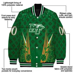 customized middle tennessee blue raiders shamrock pattern green jacket new arrival jacketwow
