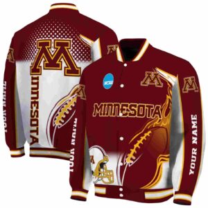 customized minnesota golden gophers flaming football maroon white jacket fashion forward jacketwow