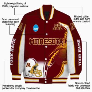 customized minnesota golden gophers flaming football maroon white jacket new arrival jacketwow