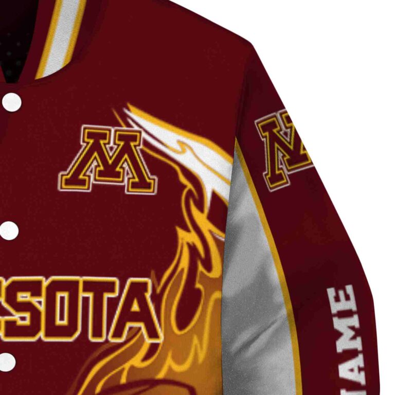 customized minnesota golden gophers flaming football maroon white jacket premium grade jacketwow
