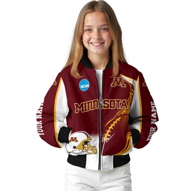 customized minnesota golden gophers flaming football maroon white jacket top rated jacketwow