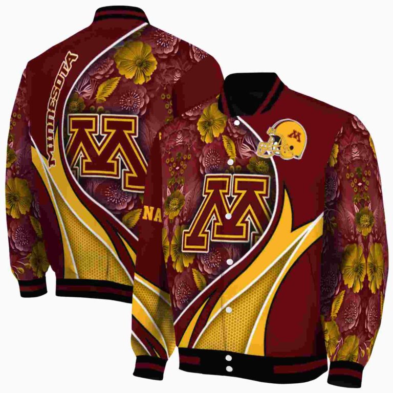 customized minnesota golden gophers floral print maroon jacket fashion forward jacketwow