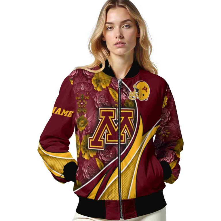customized minnesota golden gophers floral print maroon jacket latest model jacketwow