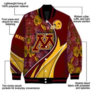 customized minnesota golden gophers floral print maroon jacket new arrival jacketwow