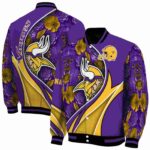 customized minnesota vikings floral print purple jacket best selling jacketwow