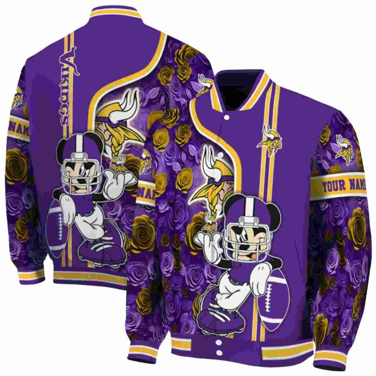 customized minnesota vikings rose mickey purple jacket fashion forward jacketwow
