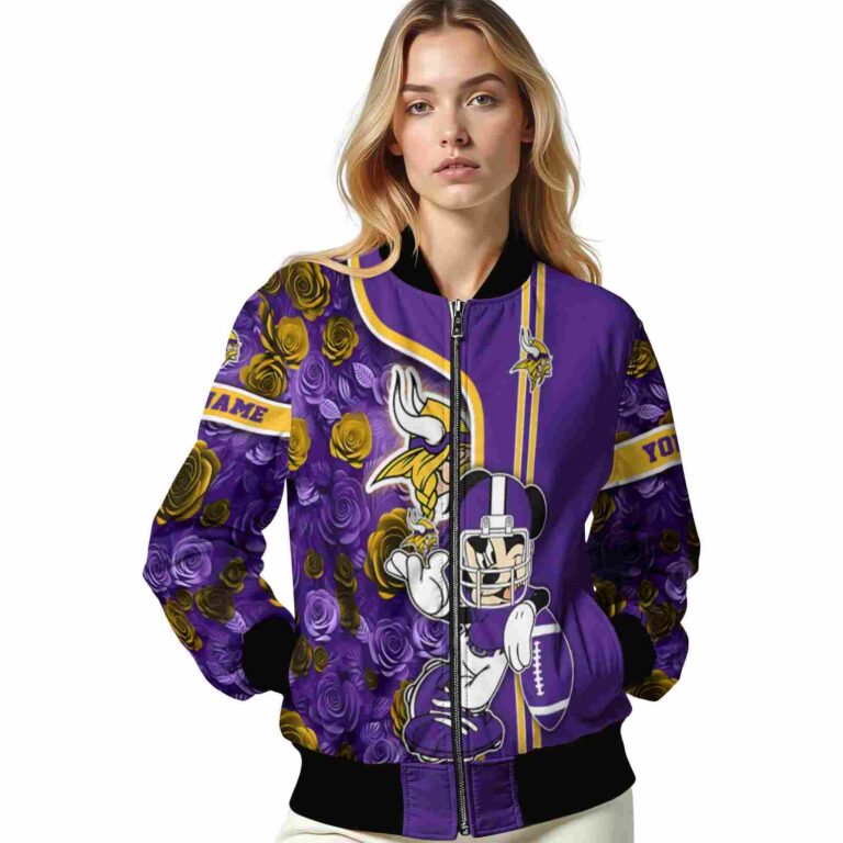customized minnesota vikings rose mickey purple jacket latest model jacketwow