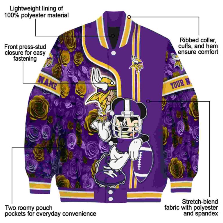 customized minnesota vikings rose mickey purple jacket new arrival jacketwow