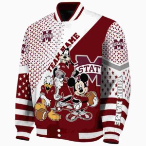 customized mississippi state bulldogs mickey donald goofy maroon white jacket best selling jacketwow