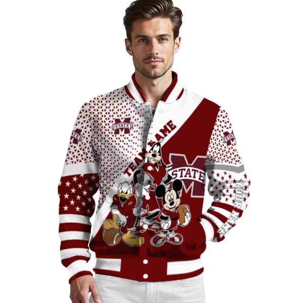 customized mississippi state bulldogs mickey donald goofy maroon white jacket high quality jacketwow