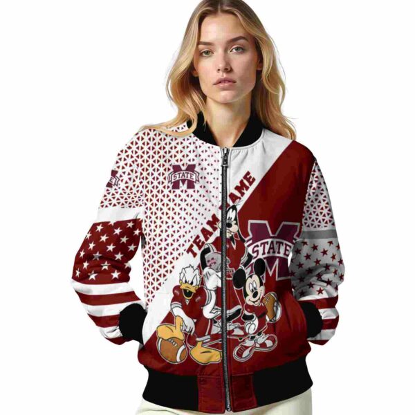 customized mississippi state bulldogs mickey donald goofy maroon white jacket latest model jacketwow