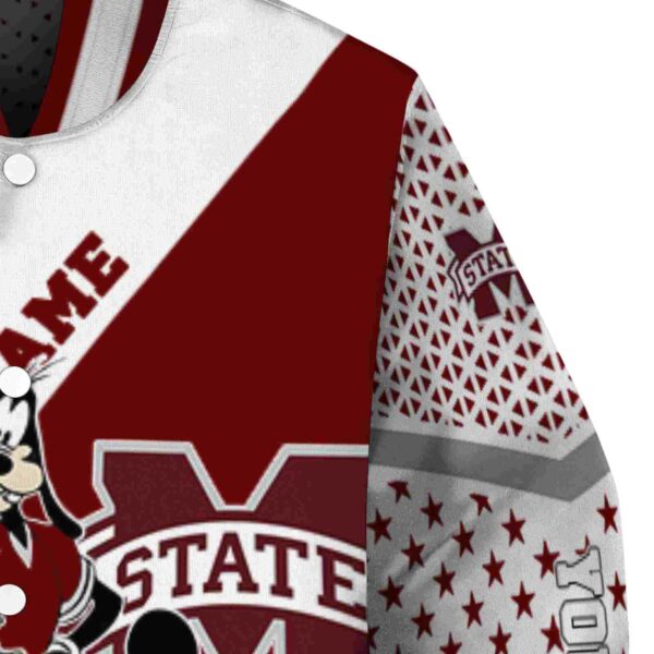 customized mississippi state bulldogs mickey donald goofy maroon white jacket premium grade jacketwow